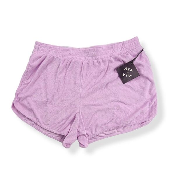 Ava & Viv Lavender Terry Cloth Shorts 3X - Picture 1 of 2